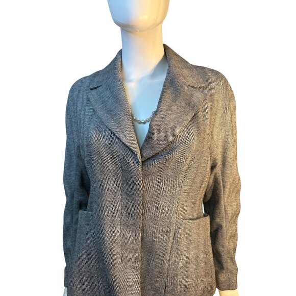MM. Lafleur Womens Herringbone Blazer Sz 8 Gray Wool Blend Tailored Jacket  NWT - Picture 3 of 8